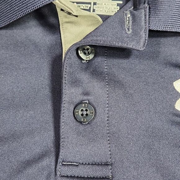 🦋Under Armour Blue Button Collared Short Sleeve Polo Shirt Youth Medium - Picture 8 of 12